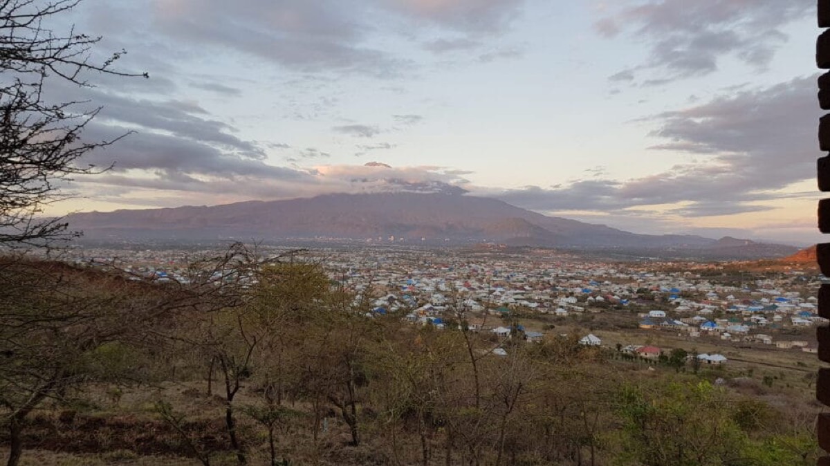 Sunset view over Arusha and Mount Meru